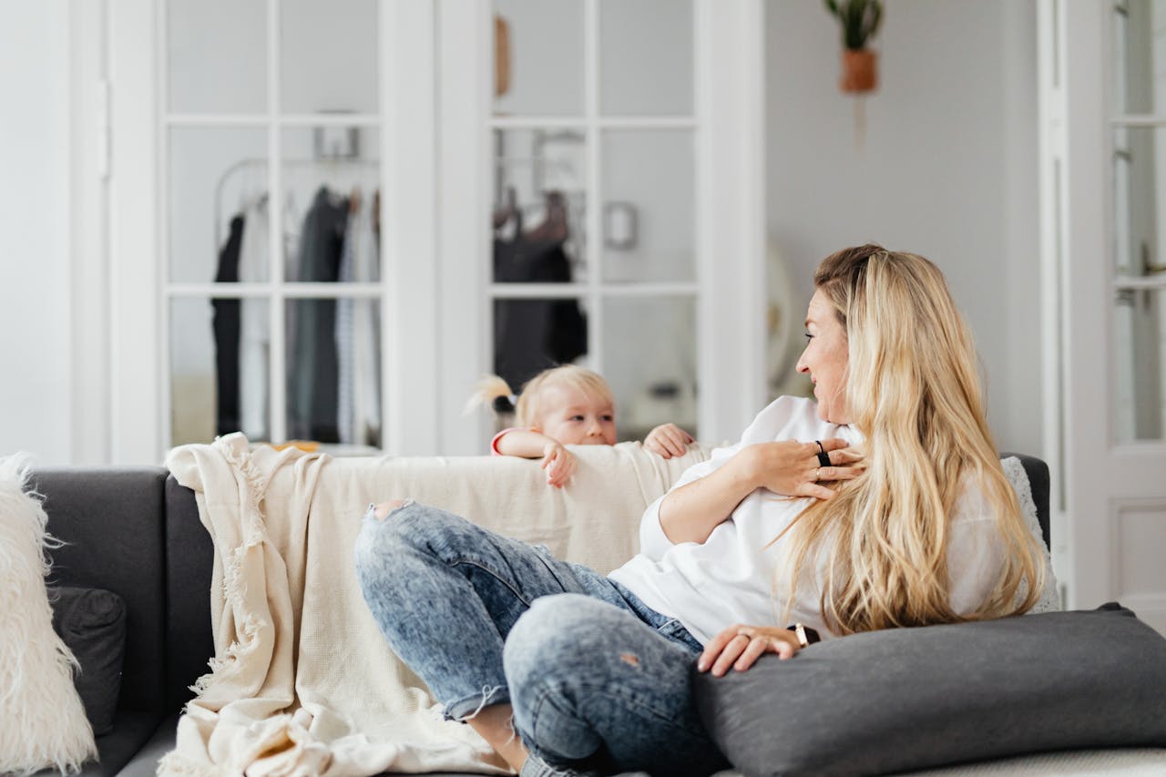 Family in a living room
